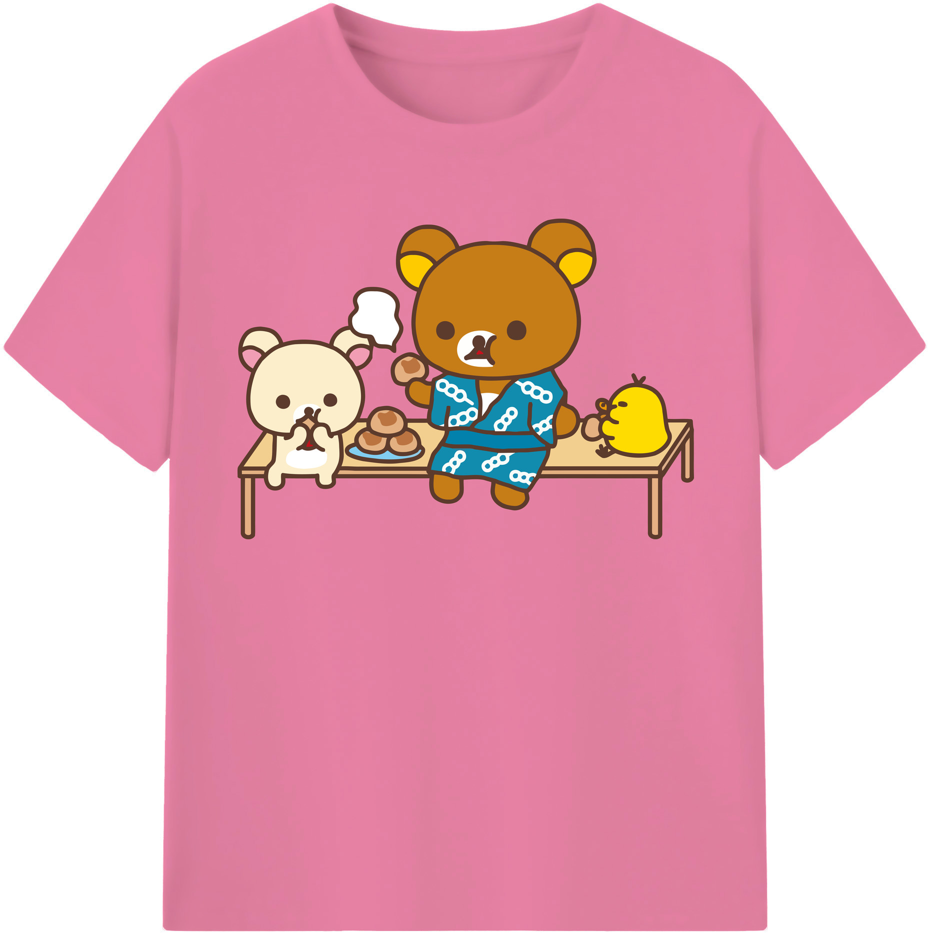 （画像用） リラックマ リラックマ キイロイトリ Rilakkuma Korilakkuma Kiiroitori 綿100％半袖Tシャツ（フロントプリント）
